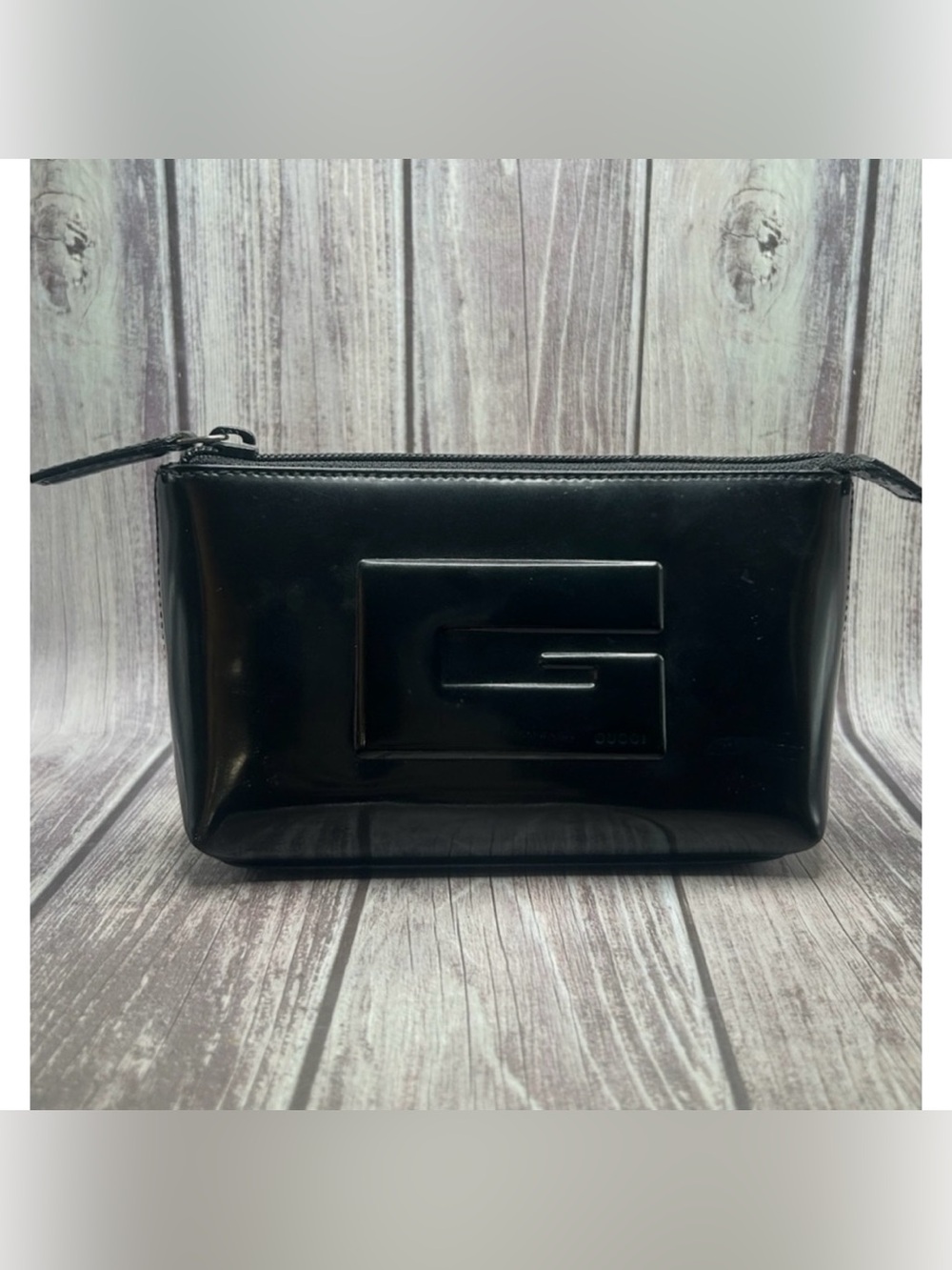 GUCCI TOM FORD Vintage Square G Patent Leather Glossy Pouch Clutch Bag VTG Y2K